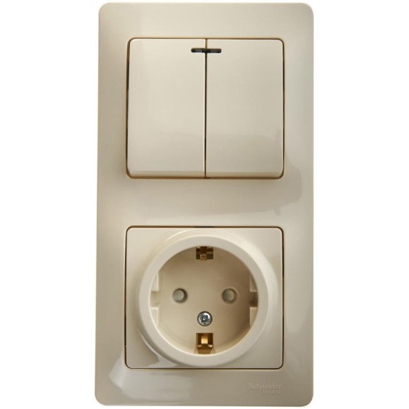 Блок Systeme Electric Glossa бежевый розетка с/з со шторками и 2-клавишный выключатель с подсветкой GSL000275 9 шт 13606485437467 Блок Systeme Electric Glossa бежевый розетка с/з со шторками и 2-клавишный выключатель с подсветкой GSL000275 9 шт 13606485437467