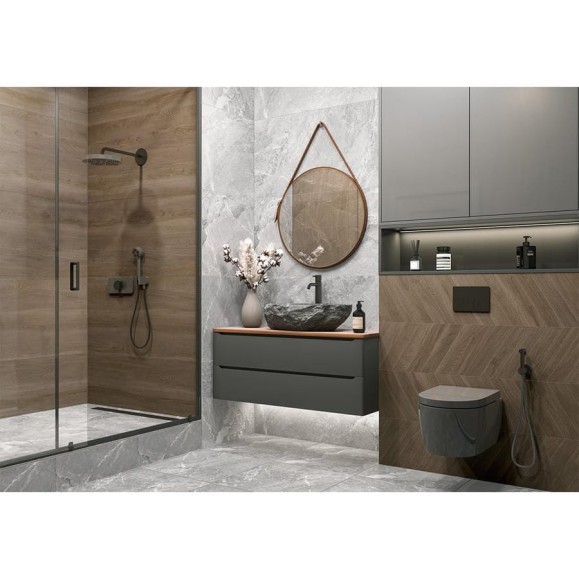 Керамогранит Волнат Шеврон темный / Walnut Chevron Dark матовый карвинг 1200х600х9,5 1,44м2 (2 шт в уп) коричневый Delacora D120249M