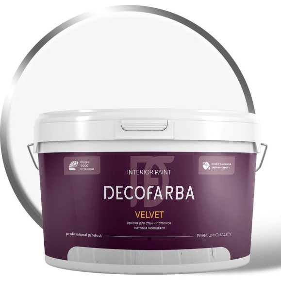 Краска моющаяся для стен и потолков ABC FARBEN Velvet матовая, База А, 3 кг 4300016273 Краска моющаяся для стен и потолков ABC FARBEN Velvet матовая, База А, 3 кг 4300016273
