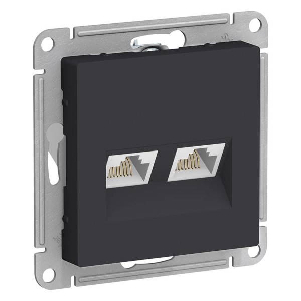 Розетка двойная компьютерная Systeme Electric ( Schneider Electric) ATLASDESIGN RJ45+RJ45 кат.5E КАРБОН ATN001085 5 шт 13606489708839