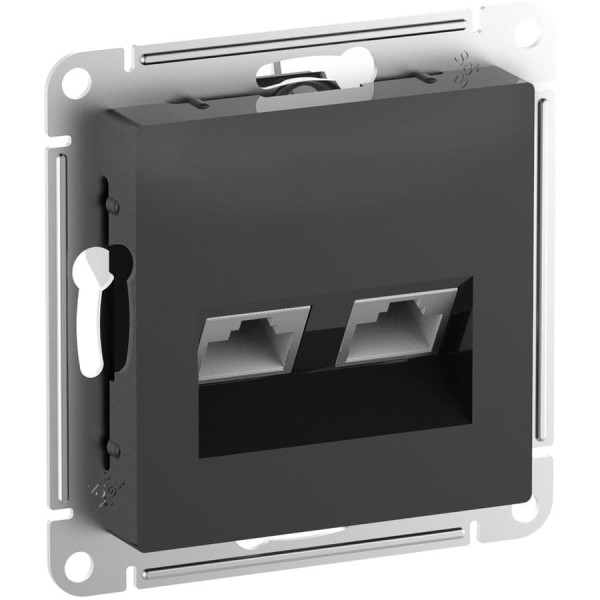 Розетка двойная компьютерная Systeme Electric ( Schneider Electric) ATLASDESIGN RJ45+RJ45, кат.6А, механизм, карбон ATN001088 5 шт 13606482211428