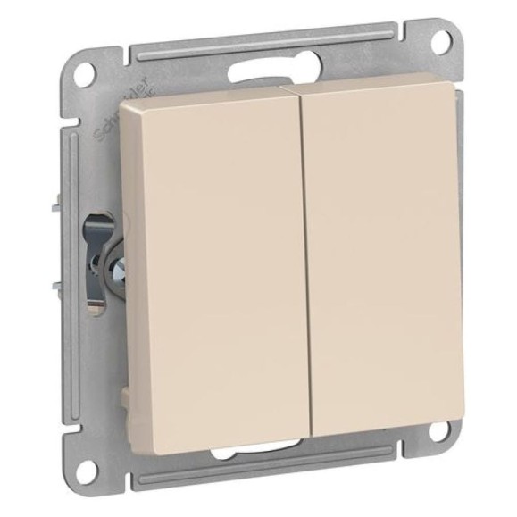 2-клавишный выключатель Systeme Electric ATLASDESIGN сх.5, 10АХ, мех., быстрозажим. клем., БЕЖЕВЫЙ ATN000251S