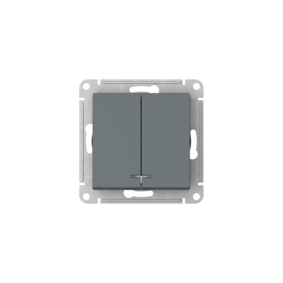 Механизм 2-клавишного выключателя Systeme Electric ATLASDESIGN с подсветкой, сх.5а, 10АХ, быстрозажимная клемма, грифель ATN000753S