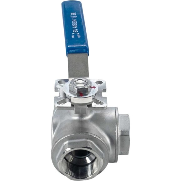Кран шаровый трехходовой NEWKEY (L-тип) нержавеющий, AISI304 DN40 (1_1/2 Кран шаровый трехходовой NEWKEY (L-тип) нержавеющий, AISI304 DN40 (1_1/2