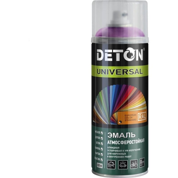 Эмаль универсальная Deton UNIVERSAL Фиолетовая RAL 4008 аэрозоль 520 мл DTN-A70647 Эмаль универсальная Deton UNIVERSAL Фиолетовая RAL 4008 аэрозоль 520 мл DTN-A70647