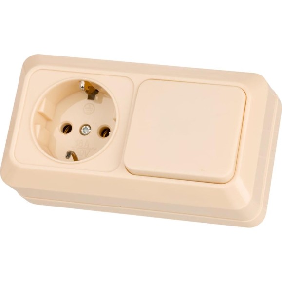 Комбинированный блок TDM ELECTRIC выкл. 1-кл. 10А + розетка 2П+З 16А 250В БКВР IP20 слоновая кость "Ладога" SQ1801-0201 Комбинированный блок TDM ELECTRIC выкл. 1-кл. 10А + розетка 2П+З 16А 250В БКВР IP20 слоновая кость "Ладога" SQ1801-0201