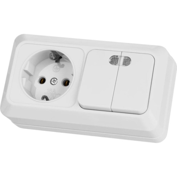 Комбинированный блок TDM ELECTRIC 2-клавишный выключатель с/п 10А + розетка 2П+З 16А 250В БКВР IP20 белый "Ладога" SQ1801-0104 Комбинированный блок TDM ELECTRIC 2-клавишный выключатель с/п 10А + розетка 2П+З 16А 250В БКВР IP20 белый "Ладога" SQ1801-0104
