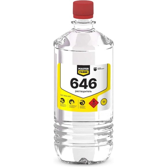Растворитель MASTERFARBE Р-646 ГОСТ 18188-20, ПЭТ 1л 4602009703478 Растворитель MASTERFARBE Р-646 ГОСТ 18188-20, ПЭТ 1л 4602009703478