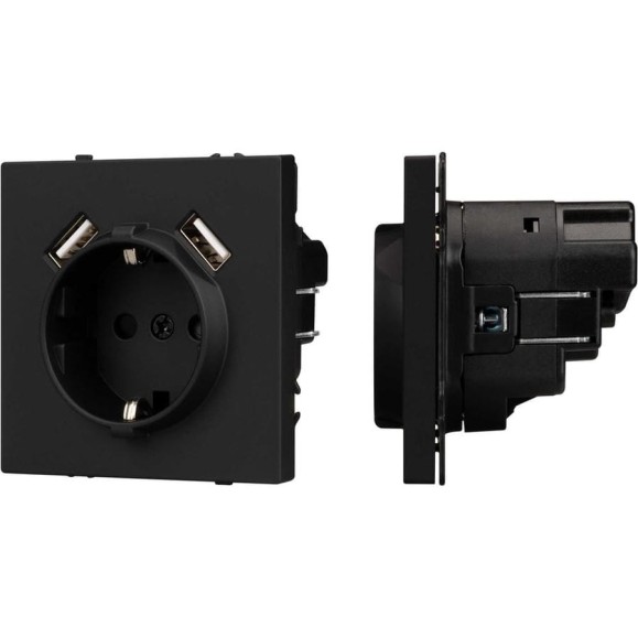Механизм розетки с USB зарядкой Arlight SCT-NOBE-MUAA-SFPL-BK 1шт 054289