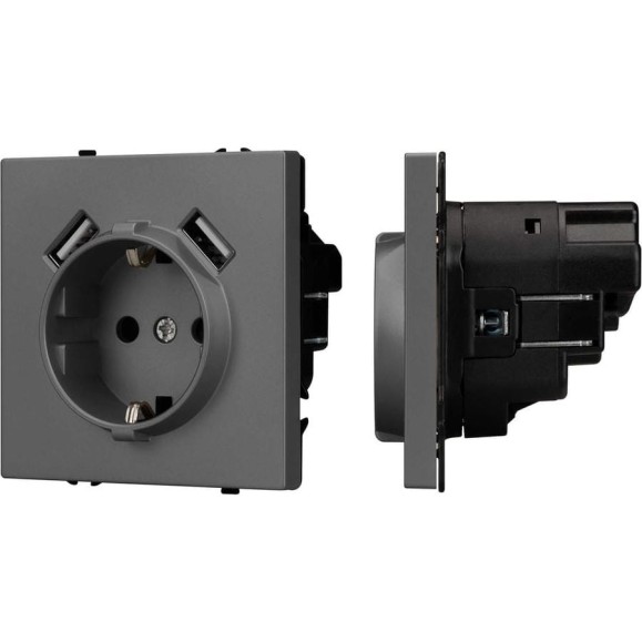Механизм розетки с USB зарядкой Arlight SCT-NOBE-MUAA-SFPL-GR 1шт 054291