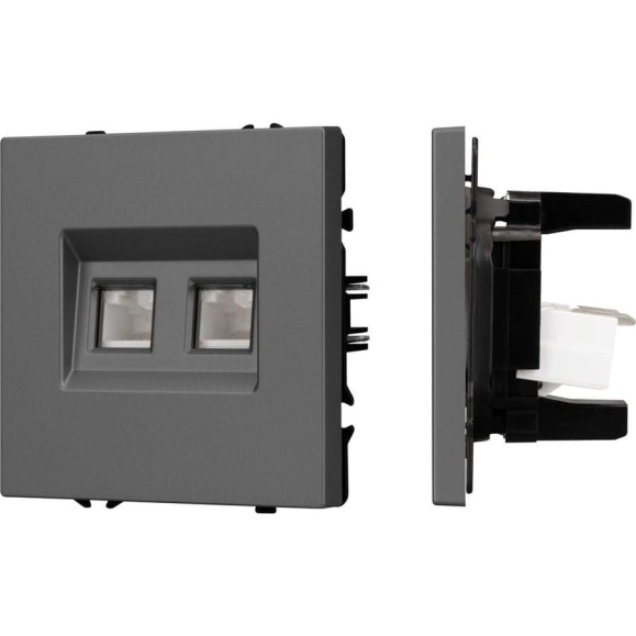 Механизм сдвоенной компьютерной розетки Arlight SCT-NOBE-MPC2-SFPL-GR 1шт 054315 Механизм сдвоенной компьютерной розетки Arlight SCT-NOBE-MPC2-SFPL-GR 1шт 054315