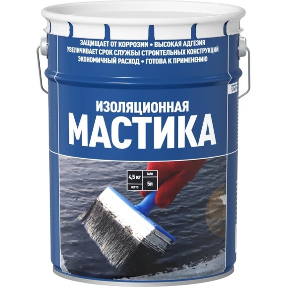 Мастика битумная изоляционная СТАРТ 5л/4,5кг 4607952907577 Мастика битумная изоляционная СТАРТ 5л/4,5кг 4607952907577