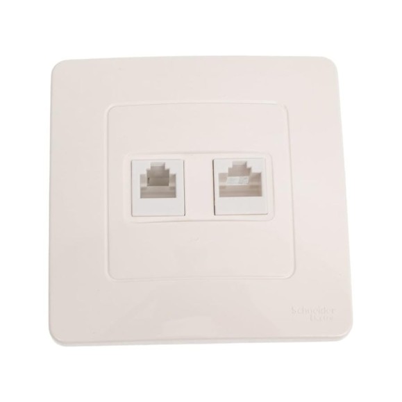 Двойная розетка Systeme Electric BLANCA, С/У, комплект RJ45 категория 5E + телефонный RJ11, молочный BLNIS045112 Двойная розетка Systeme Electric BLANCA, С/У, комплект RJ45 категория 5E + телефонный RJ11, молочный BLNIS045112