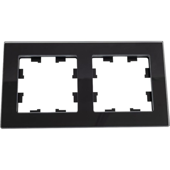 2-ая рамка Systeme Electric Atlasdesign nature натуральное стекло черный ATN361002