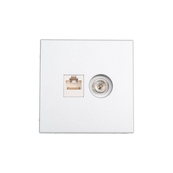 Розетка двойная ТВ + компьютерная Systeme Electric ArtGallery Алюминий RJ45, кат. 5Е GAL000389