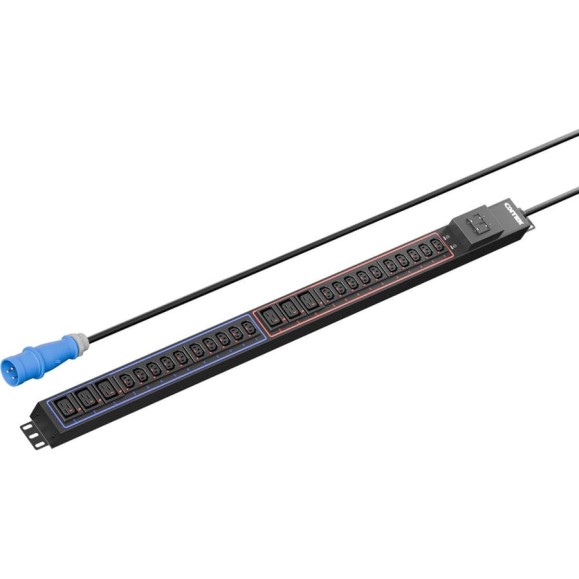 Панель распределения ONTEK PDU Basic  вертикальная 32A/1ф, с мини-выключателем 16A 2шт, выход - C13 x 21 шт. / C19 x 6 шт., кабель 3 м IEC60309 3 OBPA5