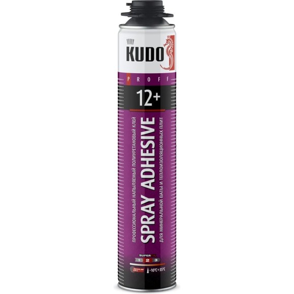Клей-пена профессиональный напыляемый KUDO для минеральной ваты PROFF SPRAY ADHESIVE 12+ в баллоне под пистолет, 1000 мл KUPP10SPRAPS Клей-пена профессиональный напыляемый KUDO для минеральной ваты PROFF SPRAY ADHESIVE 12+ в баллоне под пистолет, 1000 мл KUPP10SPRAPS