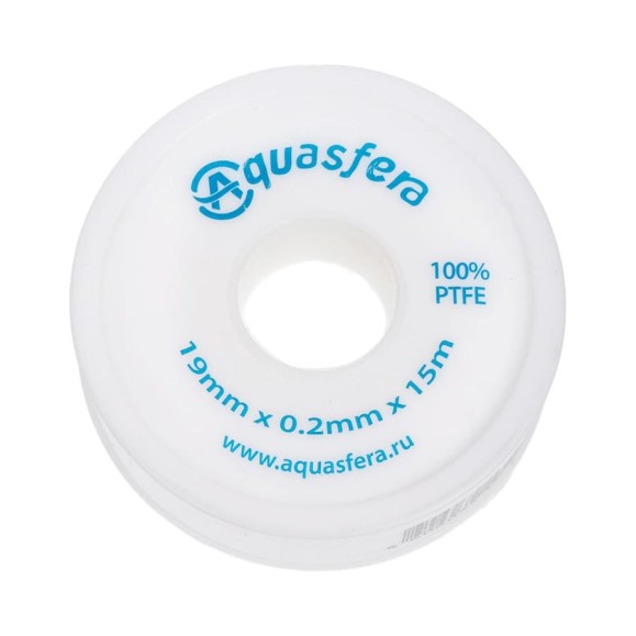 Лента Aquasfera ФУМ катушка 19мм х 0,2мм х 15м PTFE вода 6020 6020-04 008-0548 Лента Aquasfera ФУМ катушка 19мм х 0,2мм х 15м PTFE вода 6020 6020-04 008-0548