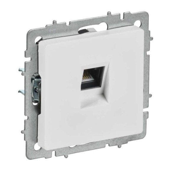 Розетка компьютерная IEK BRITE RJ45, категория 5E, арктический белый РК10-БрАБ BR-K10-1-K91