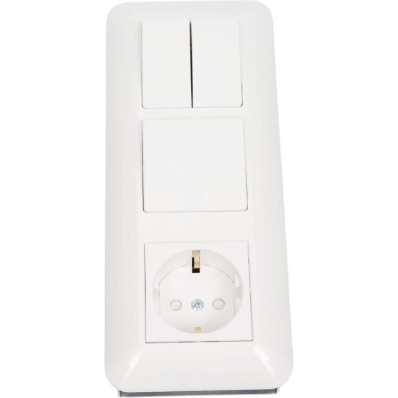 Блок Systeme Electric СП Blanca / Прима (розетка с заземлением + 1 клавишный + 2-клавишный выключатель) белый SE BK2VR-008A-BI