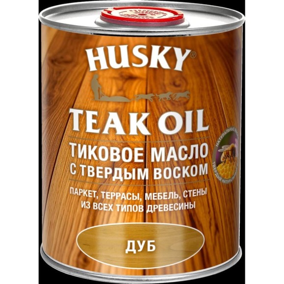 Тиковое масло с твердым воском HUSKY Дуб 0.9л 34308 Тиковое масло с твердым воском HUSKY Дуб 0.9л 34308