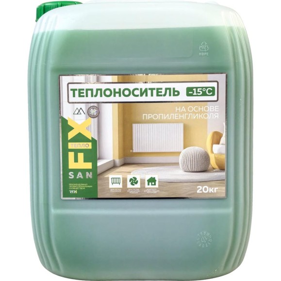 Теплоноситель SANFIX -15 пропиленгликоль с карбоксилатными присадками 20 кг, 49117 Теплоноситель SANFIX -15 пропиленгликоль с карбоксилатными присадками 20 кг, 49117