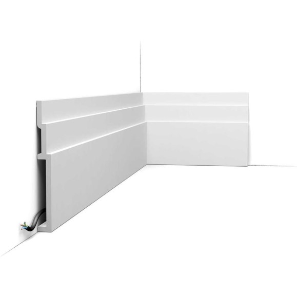 Плинтус напольный Oracdecor HIGH LINE Orac из дюрополимера, белый, широкий, под покраску SX181 Плинтус напольный Oracdecor HIGH LINE Orac из дюрополимера, белый, широкий, под покраску SX181