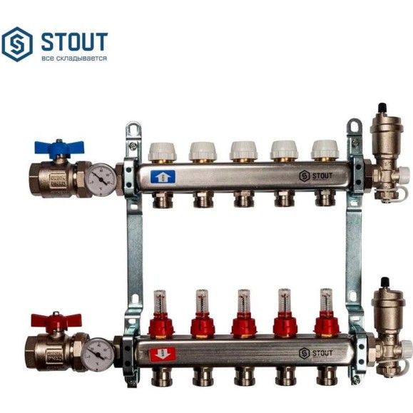 Коллектор STOUT нержавеющая сталь, в сборе, с расходомерами SMS 0907 000005 RG008P0RN7HR5L Коллектор STOUT нержавеющая сталь, в сборе, с расходомерами SMS 0907 000005 RG008P0RN7HR5L