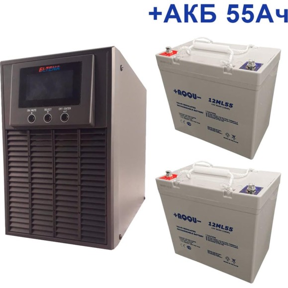 Комплект ИБП ELTENA Monolith E 1000LT (800Вт) + 2шт. АКБ AQQU 12ML55 (12В, 55Ач) ME1000LT/12ML55 Комплект ИБП ELTENA Monolith E 1000LT (800Вт) + 2шт. АКБ AQQU 12ML55 (12В, 55Ач) ME1000LT/12ML55