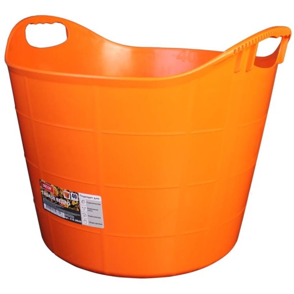 Ведро гибкое DECOR 40л, сверхпрочное, оранжевое 410-0040 11615023 Ведро гибкое DECOR 40л, сверхпрочное, оранжевое 410-0040 11615023