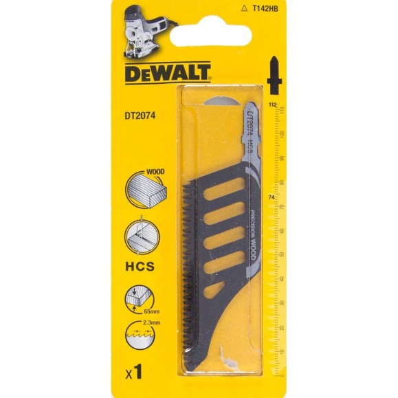 Пилка для лобзика DEWALT DT2074, по дереву из высокоуглеродистой стали, HCS, 112 x 74 x 2.3 x 65 DT2074-QZ Пилка для лобзика DEWALT DT2074, по дереву из высокоуглеродистой стали, HCS, 112 x 74 x 2.3 x 65 DT2074-QZ