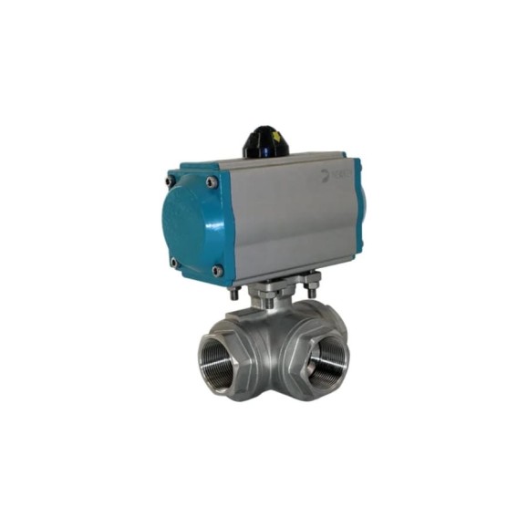 Кран шаровый трёхходовой NEWKEY T-тип, AISI316 DN40 (1_1/2), с односторонним пневмоприводом AT75S NK-BTt40/6*AT75S Кран шаровый трёхходовой NEWKEY T-тип, AISI316 DN40 (1_1/2), с односторонним пневмоприводом AT75S NK-BTt40/6*AT75S