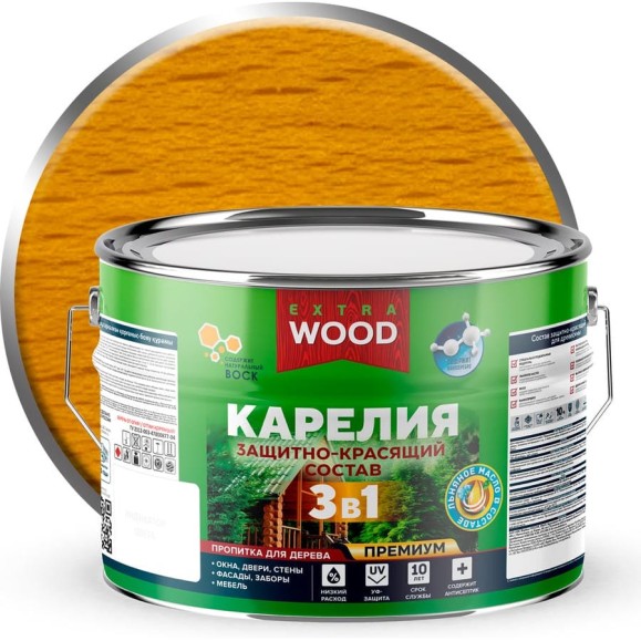 Защитно-красящий состав Farbitex 3в1 для древесины Карелия Сосна (9 л) WOOD EXT 4300016991 Защитно-красящий состав Farbitex 3в1 для древесины Карелия Сосна (9 л) WOOD EXT 4300016991