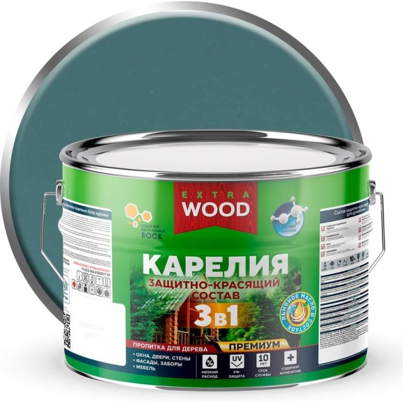 Защитно-красящий состав Farbitex 3в1 для древесины Карелия Утренний туман (9 л) 4300016993