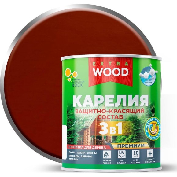 Защитно-красящий состав Farbitex 3в1 для древесины красное дерево Карелия (0.75 4300016706 Защитно-красящий состав Farbitex 3в1 для древесины красное дерево Карелия (0.75 4300016706