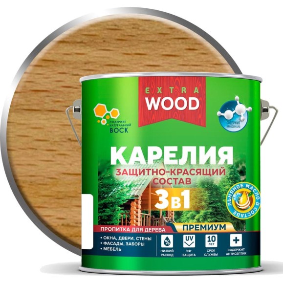 Защитно-красящий состав 3в1 для древесины FARBITEX Карелия Бесцветный, 2.7 л, WOOD EXTRA 4300016874