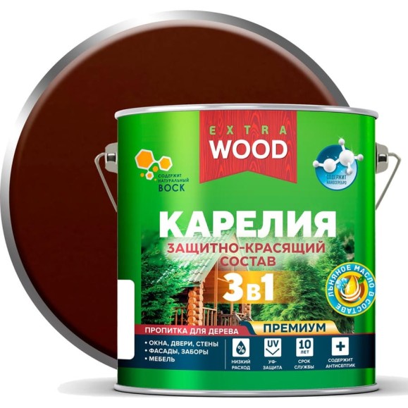 Защитно-красящий состав 3в1 для древесины FARBITEX Карелия Махагон 2.7 л, WOOD EXTRA 4300016881