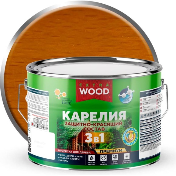 Защитно-красящий состав Farbitex 3в1 для древесины Карелия Калужница (9 л) WOOD 4300016982 Защитно-красящий состав Farbitex 3в1 для древесины Карелия Калужница (9 л) WOOD 4300016982