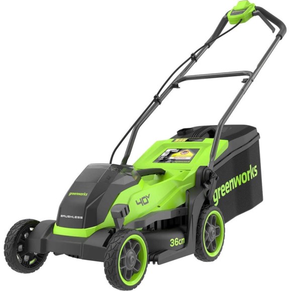 Газонокосилка аккумуляторная Greenworks 40V, 36 см, бесщеточная, c 1 АКБ 2Ач и ЗУ 2520807USB2 Газонокосилка аккумуляторная Greenworks 40V, 36 см, бесщеточная, c 1 АКБ 2Ач и ЗУ 2520807USB2