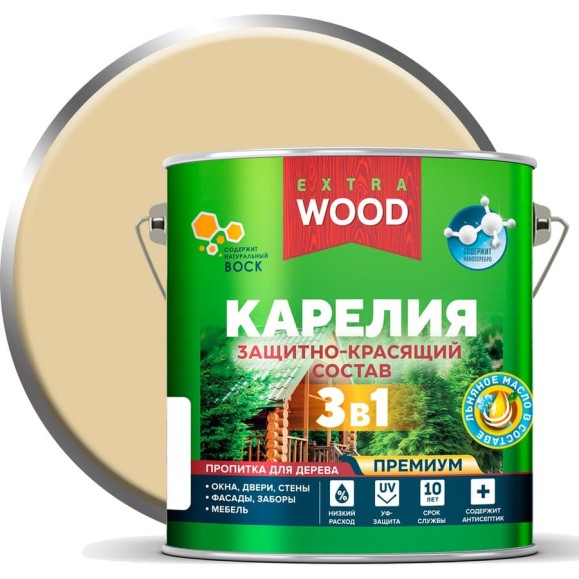 Защитно-красящий состав 3в1 для древесины FARBITEX Карелия Ваниль, 2.7 л, WOOD EXTRA 4300016875 Защитно-красящий состав 3в1 для древесины FARBITEX Карелия Ваниль, 2.7 л, WOOD EXTRA 4300016875