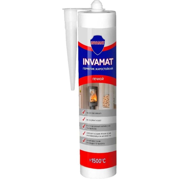 Герметик жаростойкий печной INVAMAT 881, +1500 C, 290 мл, красный 1338
