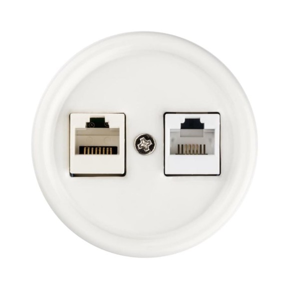 Телефонная розетка TDM ELECTRIC RJ11 + компьютерная RJ45 белая Болонь SQ1820-0052