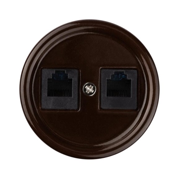 Компьютерная двойная розетка RJ45 TDM ELECTRIC коричневая «Болонь» SQ1820-0451 Компьютерная двойная розетка RJ45 TDM ELECTRIC коричневая «Болонь» SQ1820-0451
