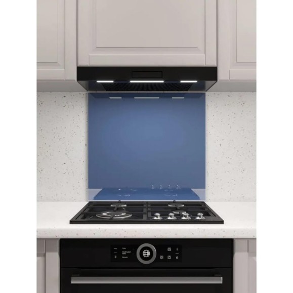 Защитный экран Normand 700х600х4 мм, RAL 5023, из закаленного стекла, на кухонный фартук, для плиты от брызг, 136-492