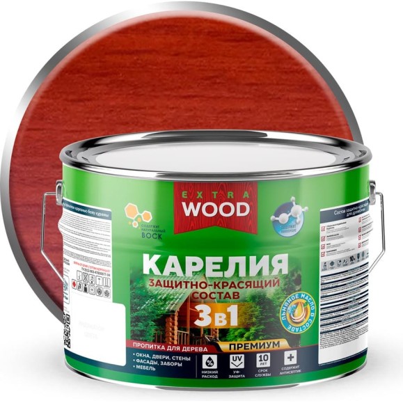 Защитно-красящий состав Farbitex 3в1 для древесины Карелия Каштан (9 л) WOOD EX 4300016983 Защитно-красящий состав Farbitex 3в1 для древесины Карелия Каштан (9 л) WOOD EX 4300016983