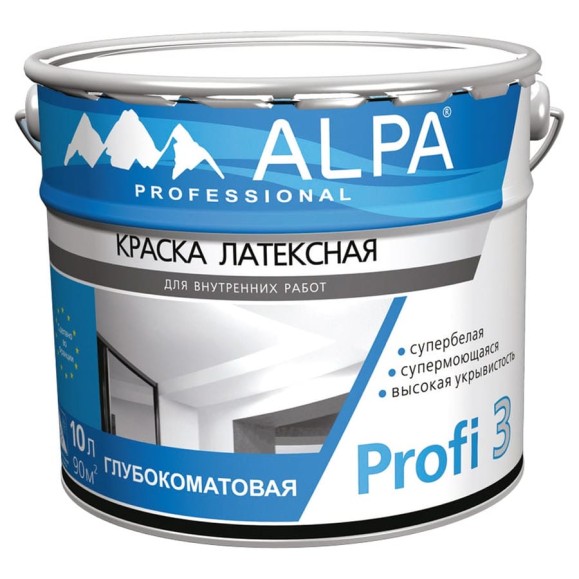 Краска ALPA Альпа Профи NEW 3 белая, 10л 3488570011522 Краска ALPA Альпа Профи NEW 3 белая, 10л 3488570011522