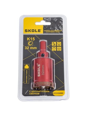 Коронка по керамике алмазная с центрирующим сверлом SKOLE (K15) 32 мм 032092 Коронка по керамике алмазная с центрирующим сверлом SKOLE (K15) 32 мм 032092