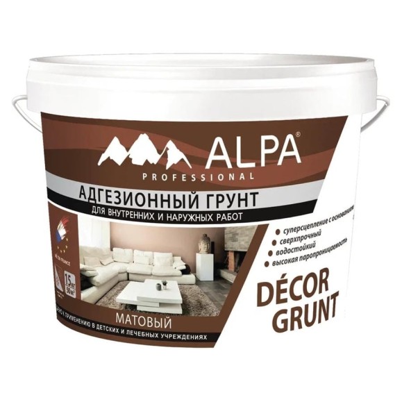 Адгезионный грунт для внутренних и наружных работ ALPA DЕCOR GRUNT 3,46 кг 3488570011058