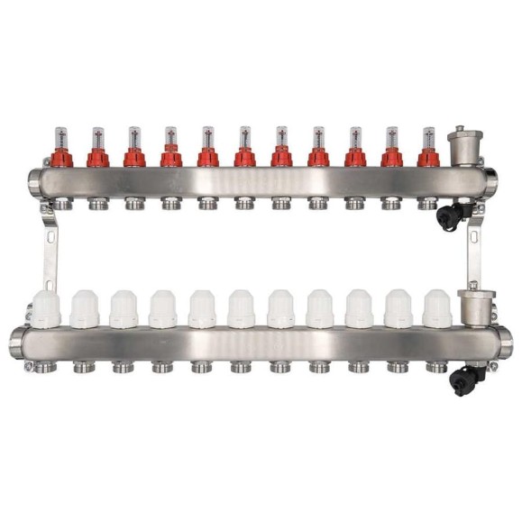 Коллекторный блок RVC ТП нержавеющая сталь, 1 (DN25)11 x 3/4 (евроконус), с расходомерами 18808 Коллекторный блок RVC ТП нержавеющая сталь, 1 (DN25)11 x 3/4 (евроконус), с расходомерами 18808
