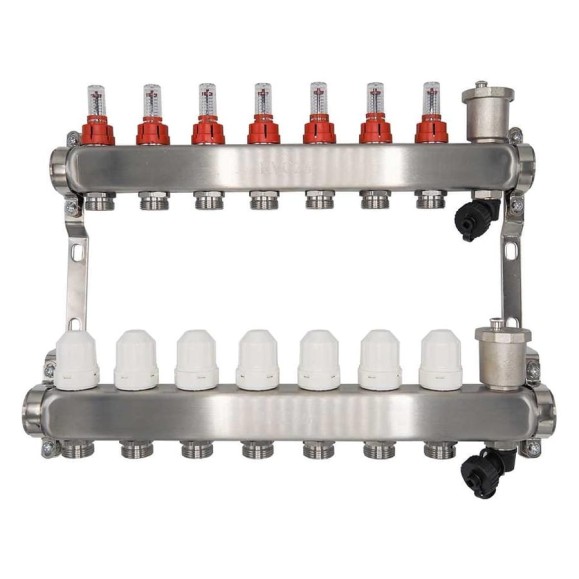 Коллекторный блок RVC ТП нержавеющая сталь, 1 (DN25)7 x 3/4 (евроконус), с расходомерами 18804 Коллекторный блок RVC ТП нержавеющая сталь, 1 (DN25)7 x 3/4 (евроконус), с расходомерами 18804